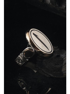 Vogutima Vog Elif Yazılı Işlemeli Otantik 925 Ayar Gümüş Erkek Yüzük