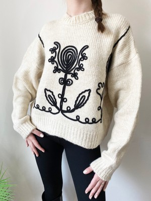 Karma Collection Kadın Siyah  Işlemeli Kazak