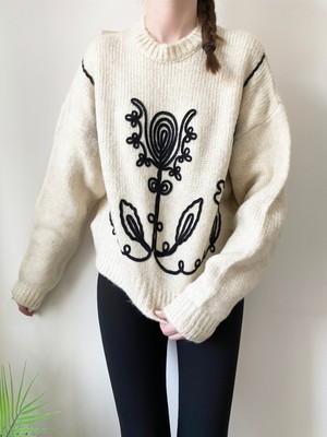 Karma Collection Kadın Siyah  Işlemeli Kazak