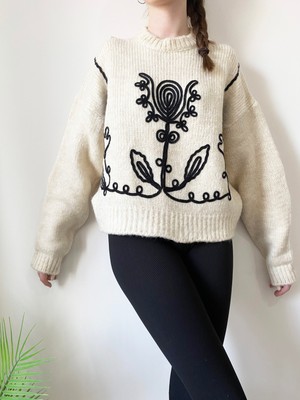 Karma Collection Kadın Siyah  Işlemeli Kazak