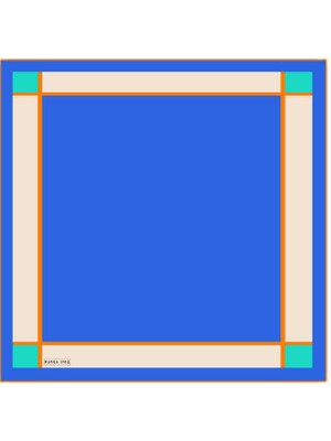 Bursa İpek Saks Geniş Bordürlü Düz Ipek Mendil