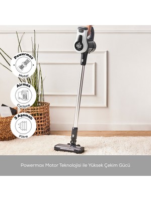Karaca Vantuz Power Force Şarj Edilebilir Dik Süpürge Beyaz