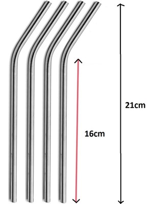 Peanelife Çelik Pipet Paslanmaz Çelik Metal Meşrubat Pipeti ve Pipet Temizleme Fırçası Seti 5 Parça