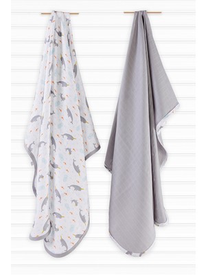 Tiny Lamb  Unicorn Fish Bambu - Pamuk Müslin Örtü 110X110 - 2 Adet