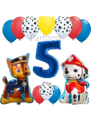 Parti Station Paw Patrol 5 Yaş Balon Seti Paw Patrol Doğum Günü Set Paw Patrol Marshlall Chase