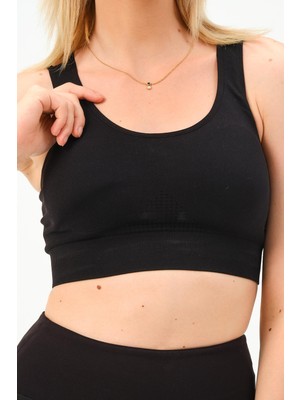 Zinde LIFE P-007898-KADIN Seamless (Dikişsiz) Pedli Spor Yoga Sporcu Sütyeni-Siyah