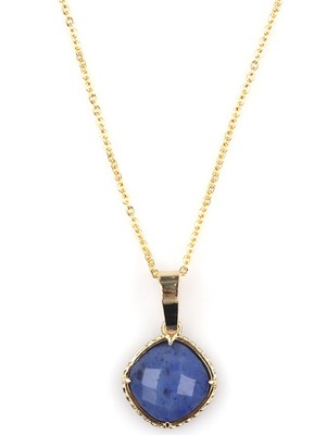 Alibaba Doğaltaş Dumortierite Doğal Taş Gold Renkli Kolye