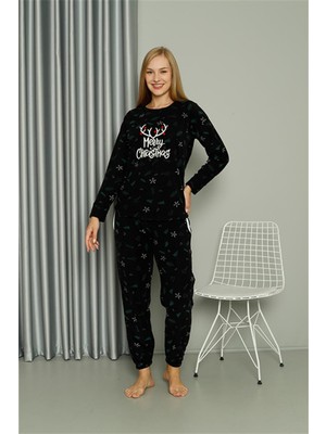 Akbeniz Merry Christmas Welsoft Polar Kadın Pijama Takımı  8514