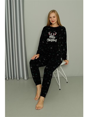 Akbeniz Merry Christmas Welsoft Polar Kadın Pijama Takımı  8514