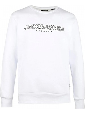 Jack & Jones 12245593 0 Yaka Erkek Sweat - Beyaz