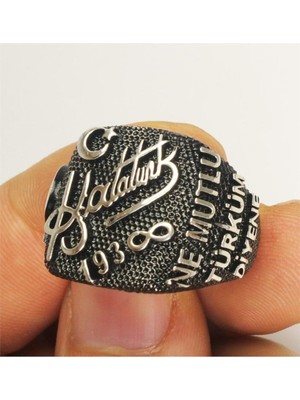 Vogutima Vog Atatürk Imzalı ve 1938 Yazılı 925 Ayar Erkek Gümüş Yüzük