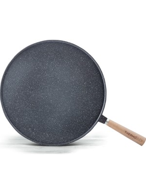 Thermoad Gözleme Tavası 36 cm Döküm Kaplama ile Uzun Süre Isı Muhafazası Gri