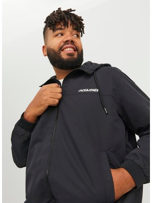 Jack & Jones Standart Siyah Erkek Ceket 12243517_JJERUSH Hood Bomber Noos P