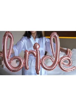 Tinky Winky Bride Yazılı El Yazısı Folyo Rose Gold Renkli Balon Bekarlığa Veda Partisi Büyük Balon Set