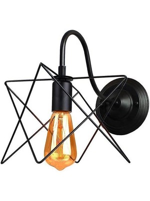 Xhang Vintage LED Duvar Işık Retro Loft Endüstriyel Duvar Lambası Siyah E27 Demir Basit Abajur Kafes Guard Aplik Kapalı Aydınlatma Armatürü (I) (Yurt Dışından)