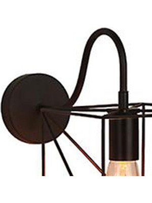 Xhang Vintage LED Duvar Işık Retro Loft Endüstriyel Duvar Lambası Siyah E27 Demir Basit Abajur Kafes Güvenlik Aplik Kapalı Aydınlatma Armatürü (F) (Yurt Dışından)