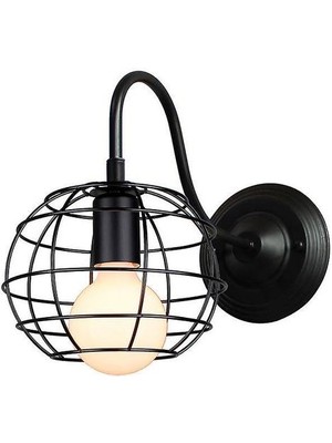 Xhang Vintage LED Duvar Işık Retro Loft Endüstriyel Duvar Lambası Siyah E27 Demir Basit Abajur Kafes Guard Aplik Kapalı Aydınlatma Armatürü (Yurt Dışından)