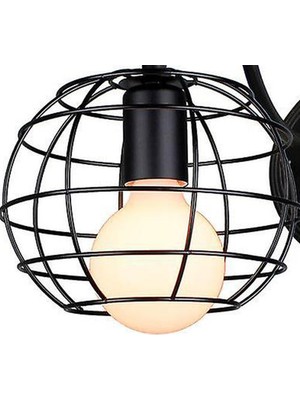 Xhang Vintage LED Duvar Işık Retro Loft Endüstriyel Duvar Lambası Siyah E27 Demir Basit Abajur Kafes Guard Aplik Kapalı Aydınlatma Armatürü (Yurt Dışından)