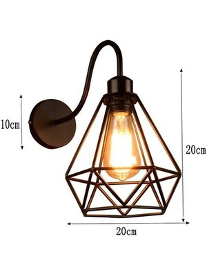 Xhang Vintage LED Duvar Işık Retro Loft Endüstriyel Duvar Lambası Siyah E27 Demir Basit Abajur Kafes Guard Aplik Kapalı Aydınlatma Armatürü (Yurt Dışından)