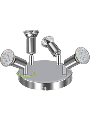 Xhang Lambalar LED Tavan Işık 4 Yollu Dönebilen Yuvarlak Plaka Spot Ayarlanabilir Spot Işık Mutfak (Yurt Dışından)