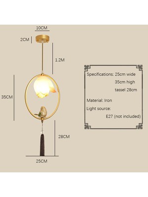 Xhang Küçük Kuş Yaratıcı Başucu Avize, Altın Oval Koridor Işık Koridor Balkon Tek Asılı Lotus Lambası, Demir Reçine Küçük Avize, LED220V (Yurt Dışından)