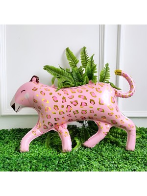 Parti Station Pembe Leopar Balon 100 cm Parti Konsept Doğum Günü Balon Set Jungle Leopar Kaplan Balon