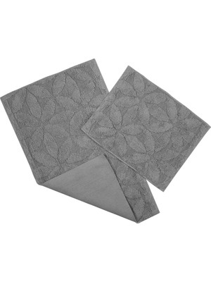 Fialka Banyo Paspas 2'li Çiçek Desenli Gri