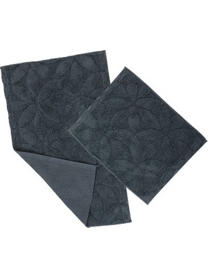 Fialka Banyo Paspas 2'li Çiçek Desenli Antrasit