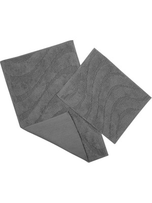 Fialka Banyo Paspas 2'li Dalgalı Desenli Gri