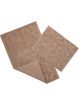 Fialka Banyo Paspas 2'li Çiçek Desenli Kahve