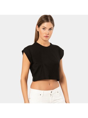 Wtshirt Türen Kadın Vatka Görünümlü Crop T-Shirt