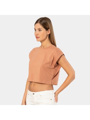 Wtshirt Türen Kadın Vatka Görünümlü Crop T-Shirt