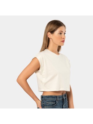 Wtshirt Türen Kadın Vatka Görünümlü Crop T-Shirt