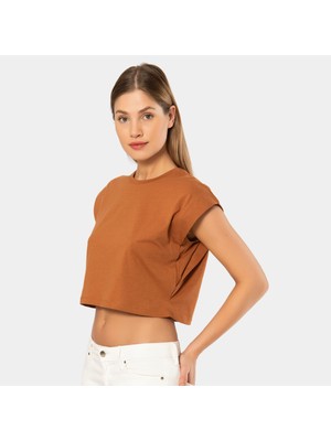 Wtshirt Türen Kadın Vatka Görünümlü Crop T-Shirt