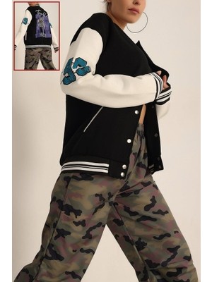 Gigi Giyim Sırtı Baskılı Içi Şardonlu Kolej Ceket