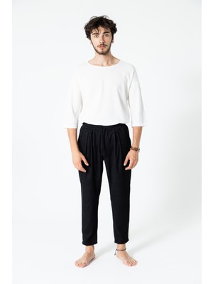 RUBYSTARS Kiremit Ön Pile Detay Rahat Kesim Bel Lastikli Kadife Şalvar Pantolon