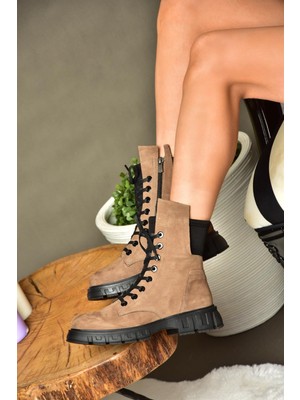 Fox Shoes N555101501 Vizon Deri Nubuk Kadın Postal Bot
