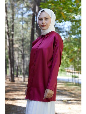 Foremia Saten Tunik-Bordo