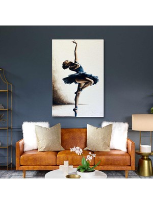 Mavi Elbiseli Zarfi Balerin Dans Tutkusu Dikey Kanvas Tablo