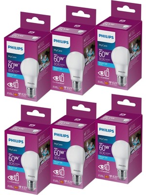 Philips LED 8-60W Ampul 6500K Beyaz Işık 6'lı