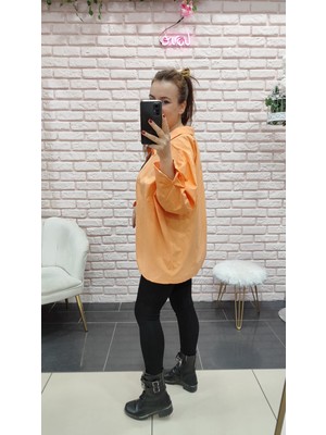 Derin Boutique Kadın Poplin Kumaş Düşük Omuzlu Oversize Gömlek