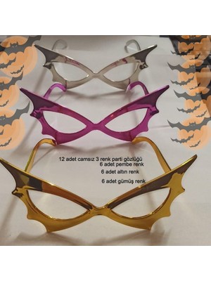 Pandoli Camsız Örümcek Ağı Şekilli Parti Gözlüğü Çocuk Yetişkin Uyumlu 3 Renk 12 Adet Hallow