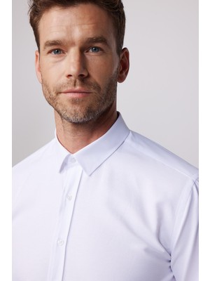 Tudors Modern Slim Fit Pamuklu Kolay Ütü Armürlü Erkek Gömlek