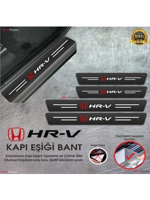 Ototime Honda Hrv  Logolu Karbon Kapı Eşiği Koruyucu Suni Deri 4'lü Set