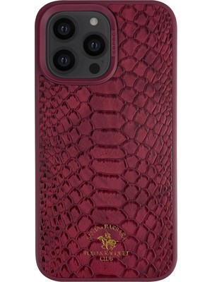 Santa Barbara Polo Knight-14 Pro Max Kilif-yılan Derisi Tasarımı Deri Kılıf.iphone 14 Promax Kilif