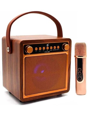 Koçak Elektronik Extra Basslı Kablosuz Mikrofonlu LED Aydınlatmalı 4'' Taşınabilir Bluetooth Hoparlör KTS-1687