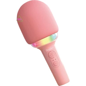 Rainbow Pembe Karaoke Mikrofonu Ledli Ses Değiştirme Özellikli Işıklı Yeni