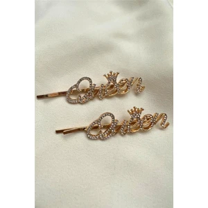 Petek Aksesuar 2 Adet Taşlı Queen Yan Tel Toka