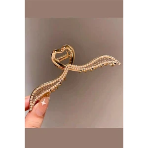 Petek Aksesuar Kalp Taşlı Incili Metal Mandal Toka