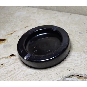 Marble Center Mermer Küllük Yuvarlak - Kül Tablası Siyah - Beyaz - Onyx
